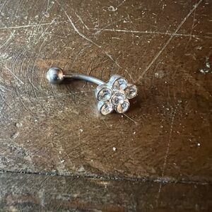 Silver Flower Belly Button Ring